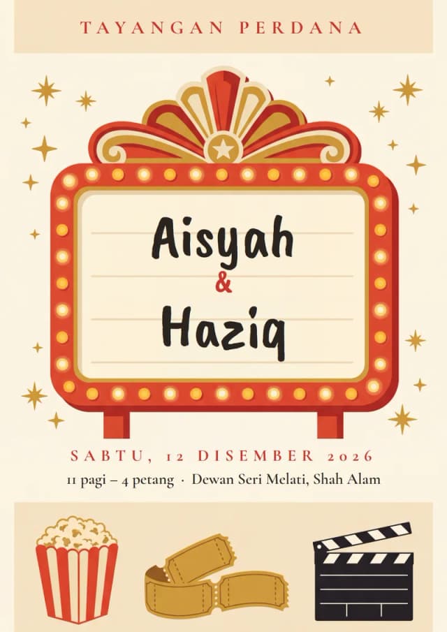 Reka bentuk welcome board Tayangan Perdana